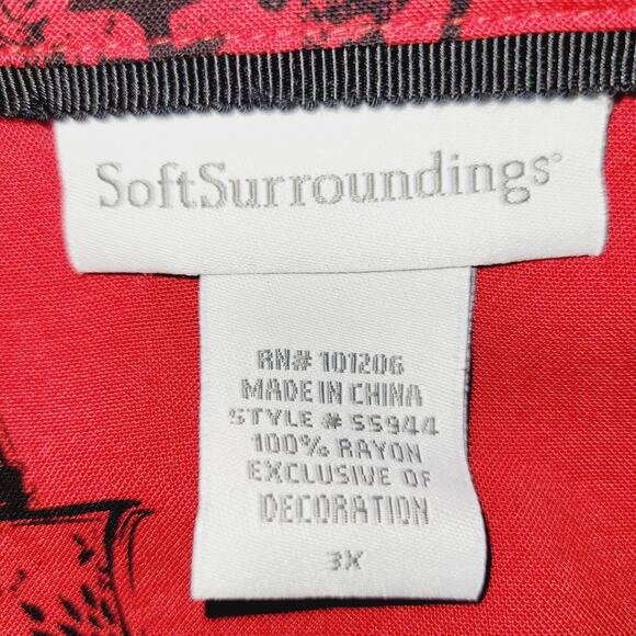 Soft Surroundings Top 3X Red Blouse Wrap Asian Han Character Ball Knot Button - Picture 8 of 14
